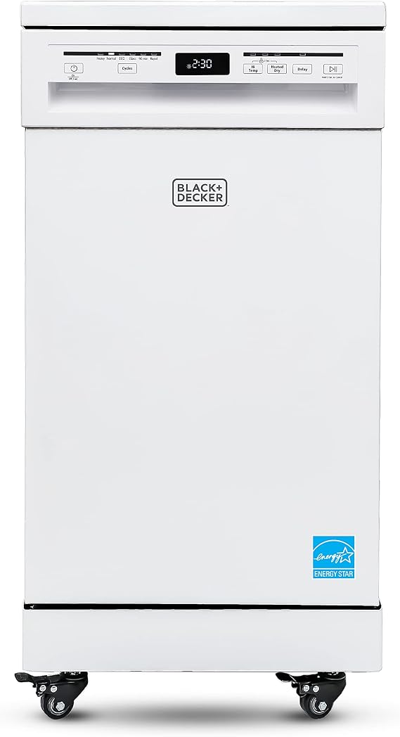 BLACK+DECKER 18-Inch Portable Dishwasher, Energy Star, BPD8W, White