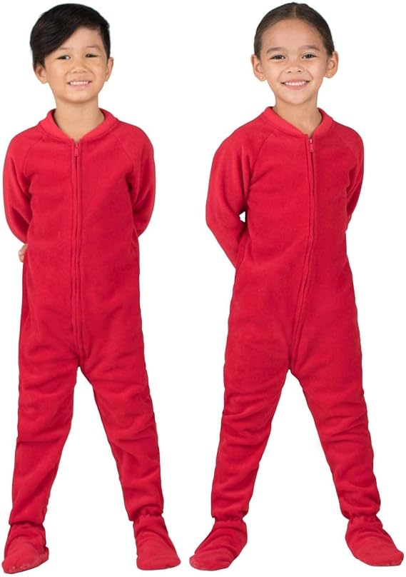 Footed Pajamas - Bright Red Toddler Fleece One Piece - Toddler - Small (Fits 2'8-2'11")