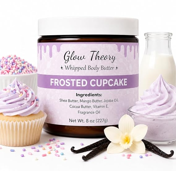 Whipped Body Butter for Dry Skin Shea Butter & Mango Butter Body Cream for Deep Moisture, Soft Smooth Glowing Skin, Non-Greasy Hydrating Body Moisturizer 8 oz (16 oz, Frosted Cupcake)