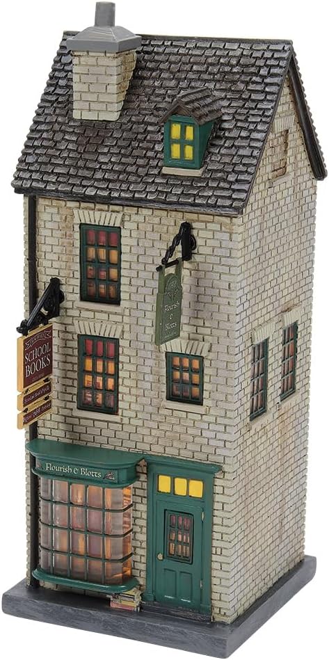Department 56 Harry Potter Village Flourish and Blotts Bookshop Lit Building, 8.3 Inch, Multicolor