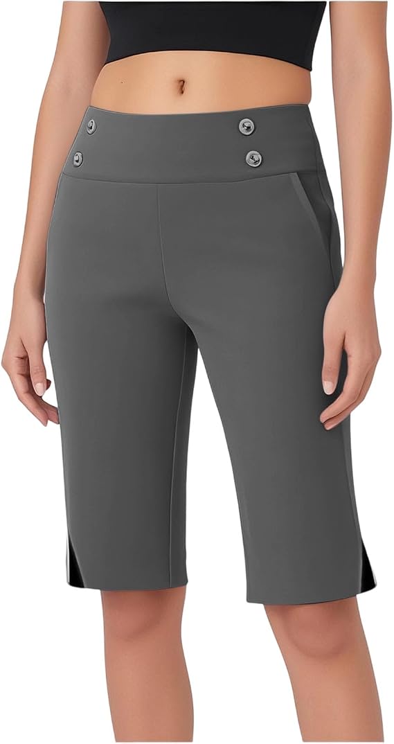 YMADREIG Bermuda Shorts for Women High Waisted Stretch Golf Shorts 2025 Dressy Casual Summer Fitness Yoga Short with Pockets