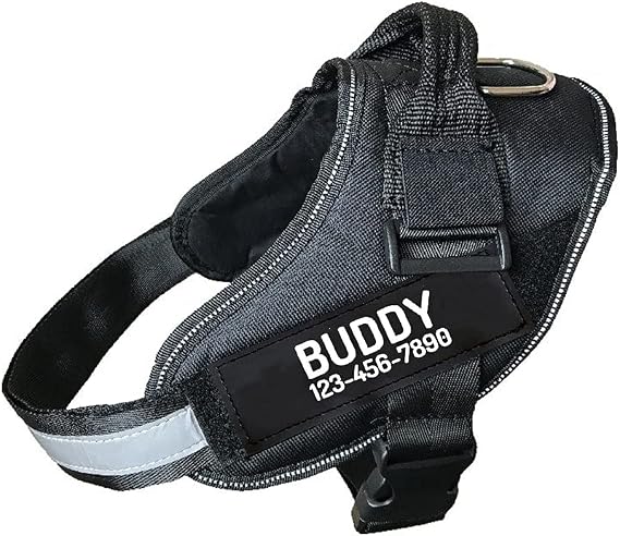 Custom Dog Harness, Personalized No Pull Pet Vest with Name and Phone Number Tag for Small Medium and Large Breed(Black,XS)