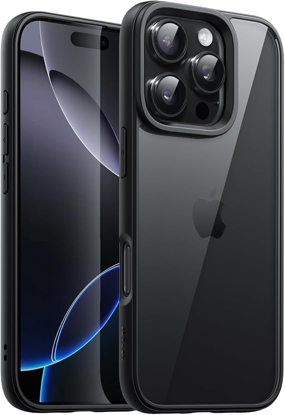 JETech Case for iPhone 16 Pro Max, Black | Solid Color Matte TPU Frame, Scratch Resistant, Clear Back Phone Cover