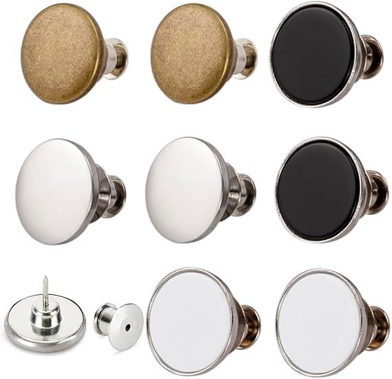 8 Sets of 17 mm Pants Button, Jean Buttons Pins for Loose Jeans, Adjustable Button for Jeans, Reusable and Adjustable Metal Pants Button Tightener