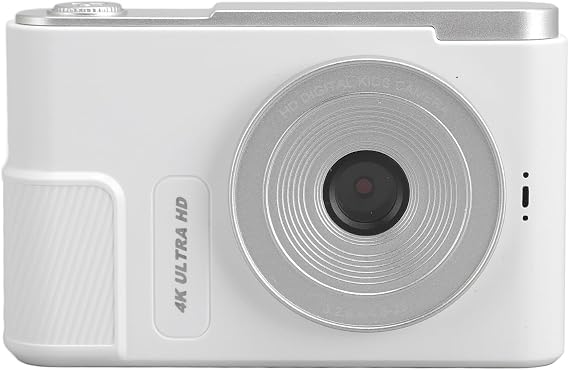 Digital Camera, Upgrade 48MP 4K Digital Camera with 2.4 Inch Screen, Cute Digital Point and Shoot Camera with 16X Zoom Anti Shake for Boys Girls (White)