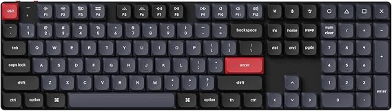 Keychron K5 Pro QMK/VIA Custom Wireless Mechanical Keyboard, Hot-Swappable Full Size Layout 108 Keys Programmable, Ultra-Slim RGB Low Profile Red Switch, Bluetooth/USB-C for Mac Windows Linux