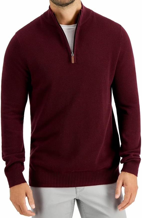 Club Room Mens Quarter-Zip Mock Neck Sweater Purple M