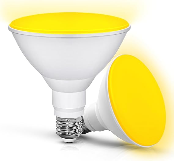 PAR38 Yellow Bug Light Bulbs for porch Outdoor, 150W Equivalent 15W