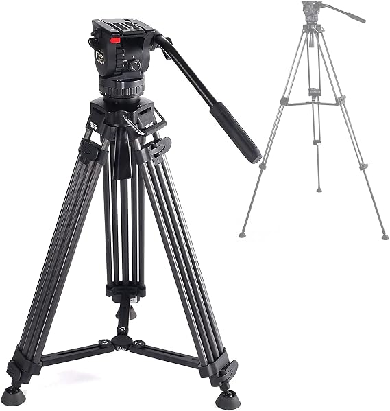 TERIS TRIX TCE-CF Carbon Fiber Video Camera 3-Section Tripod w/Fluid Head Tripod Kit Carbon Fiber Load 16lB Professional Tripod Systems with Soft Bag for Video Shot