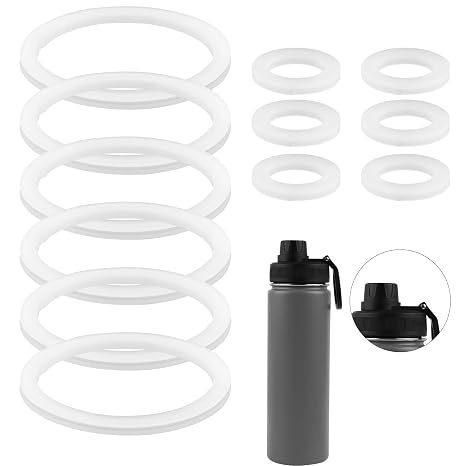12pcs Stainless Steel Water Bottle Lid & Spout Lid Gasket | Silicone, Sealing Ring Replacement for Chug Lids Compatible with DRINCO Insulated Water Bottle 14/18/22/32/40/64oz