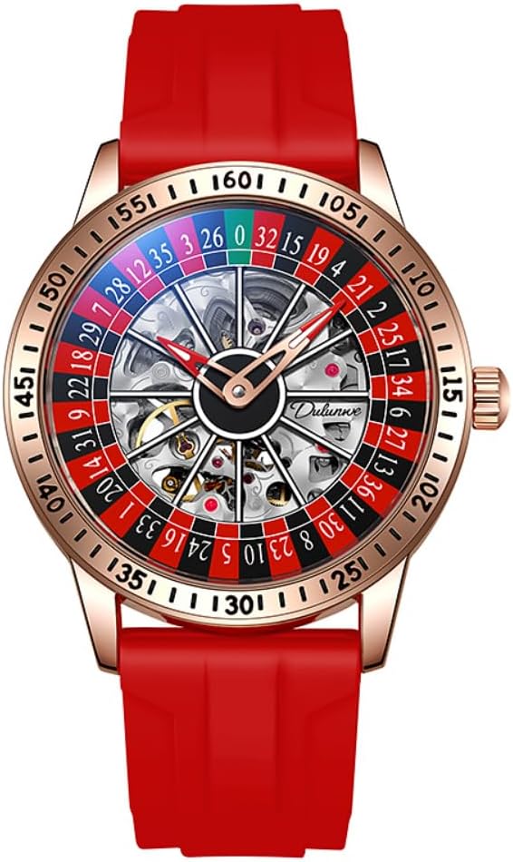 Rotating Wheel Dial Mechanical Watches for Men Luxury Hollow Skeleton Trendy Automatic Watch Waterproof Luminous Personality Wristwatch