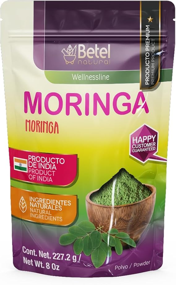 Betel Natural Premium Moringa Oleifera Powder Polvo - Powerhouse of Antioxidants - 100% Pure from 8 Ounce