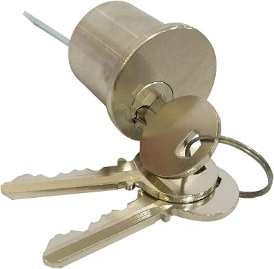 HARDWOOD HW-RM-C02 Rim Lock Cylinder in Solid Brass, Satin Nickle Plated Cover, 1.38, Schlage C Keyway, 3 Keys, 6-pin, 1 Pack