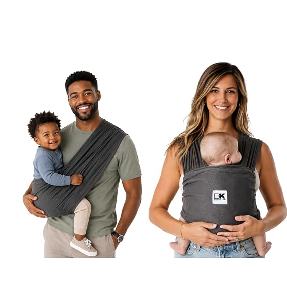 Baby K'tan Breeze Pre-Wrapped Baby Carrier & Wrap, Charcoal, Small
