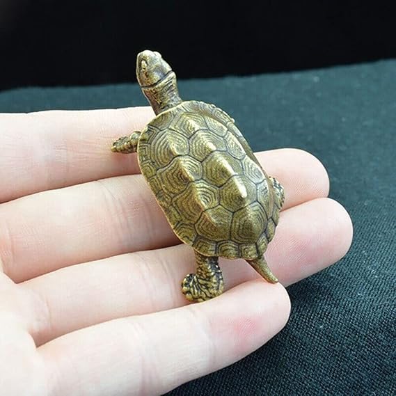 TEAMWILL 1PC Brass Vintage Turtle Figurine Statue Home Ornaments Animal Figurines Gift US