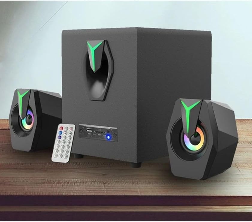 Tastech Multimedya Bluetooth Hoparlör Sd Kart Usb 2.1 Kanal Subwoofer 2+1 Işikli Pc Speaker Siyah TASTECH-FT-T12-2+1-ACBT