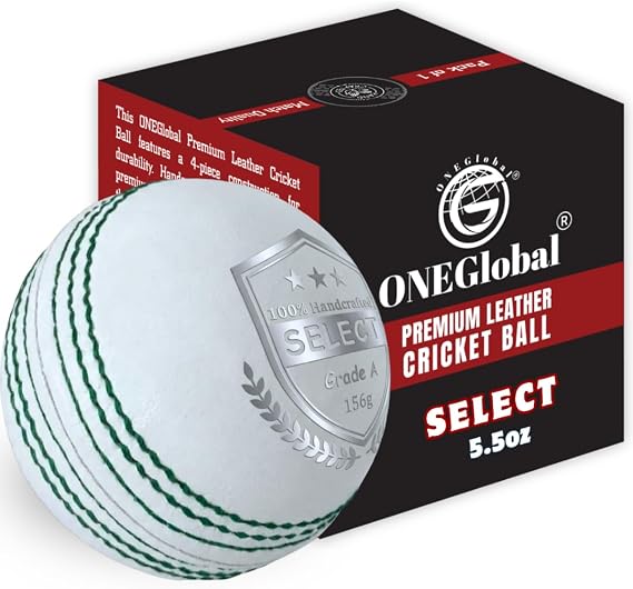 Select Leather Cricket Ball for Match, Practice & Training | Senior 5.5oz & Junior 4.75oz Genuine Leather Hard Cricket Balls in Red, White, Pink or Red&White