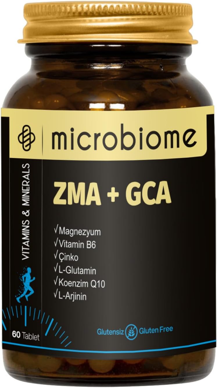 Microbiome ZMA  GCA 60 Tablets Magnesium, Vitamin B6, Zinc, Chromium, L-Arginine and L-Glutamine