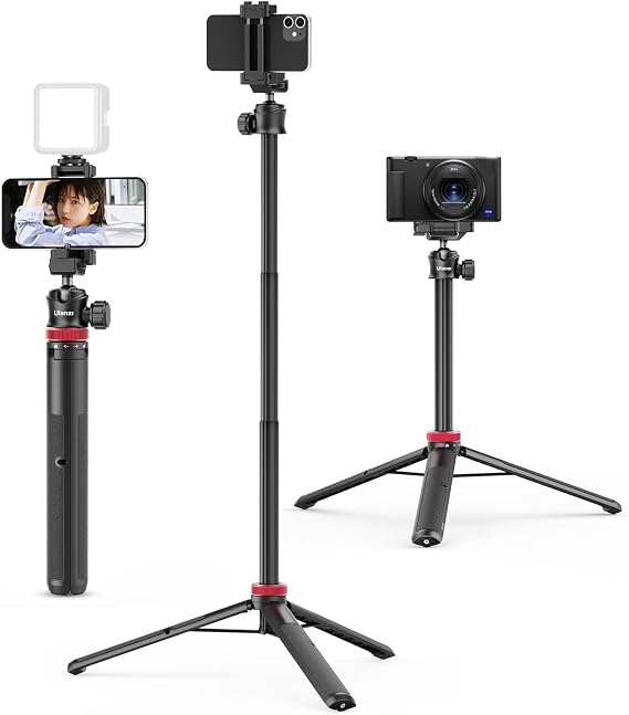ULANZI MT-44 Auto Open Phone Tripod, 59" Extendable Selfie Stick Vlog Stand