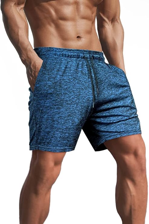 Lehmanlin Men's Bodybuilding Shorts 3/5 Inch Inseam Workout Training Muscle Short Shorts Stretch Quick Dry