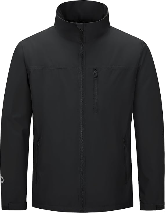 Outdoor Ventures Men's Lightweight Softshell Jackets Waterproof Golf Jacket | Casual Breathable Walking Jackets Windbreaker Stand-Up Collar & 4 Pockets, Velvet Lined Outdoor Jacket Coats Hiking, Cycling