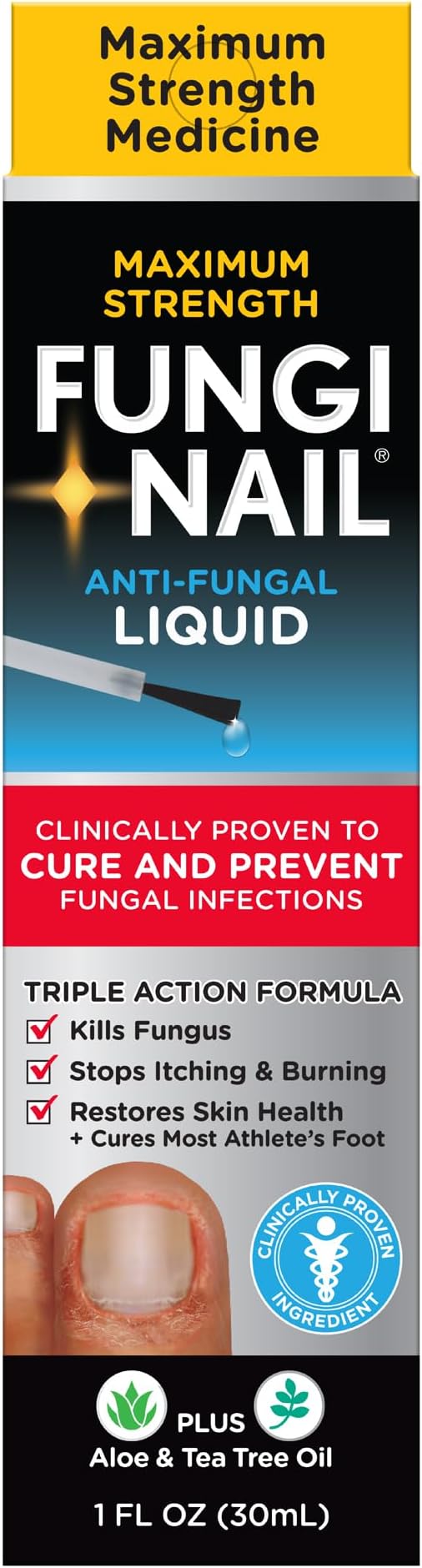Fungi-Nail Anti-Fungal Liquid Solution, Kills Toe Fungus and Tolnaftate & Clincially Proven to Cure and Prevent Fungal Infections, 1 Oz Pack of 1