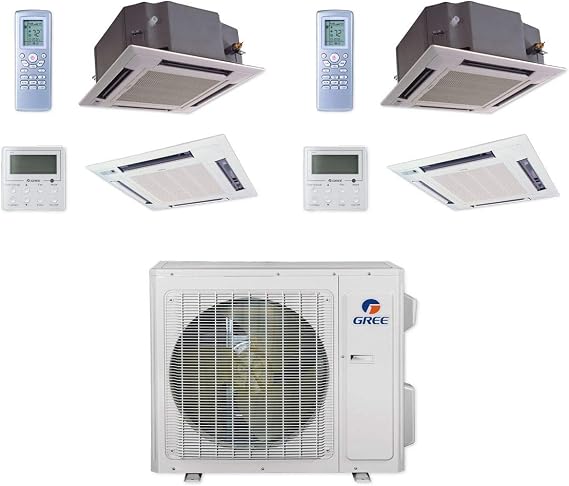 Gree MULTI24CCAS204-24,000 BTU Multi21+ Dual-Zone Ceiling Cassette Mini Split Air Conditioner Heat Pump 208-230V (12-18)
