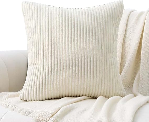 XMAYODS 2PCS Sofa Pillow Cover Corduroy 40x40 Cushion Cases 45x45 55x55 60x60 Decorative Square Throw Pillow Cases with Zipper for Couch Sofa Bed Pillowcase Protectors Covers(Beige,2pcs 50x50cm)
