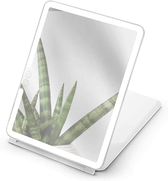 Home Zone Living Makeup Mirror Portable Travel Vanity Mirror, LED Lighting, USB Charge (White)