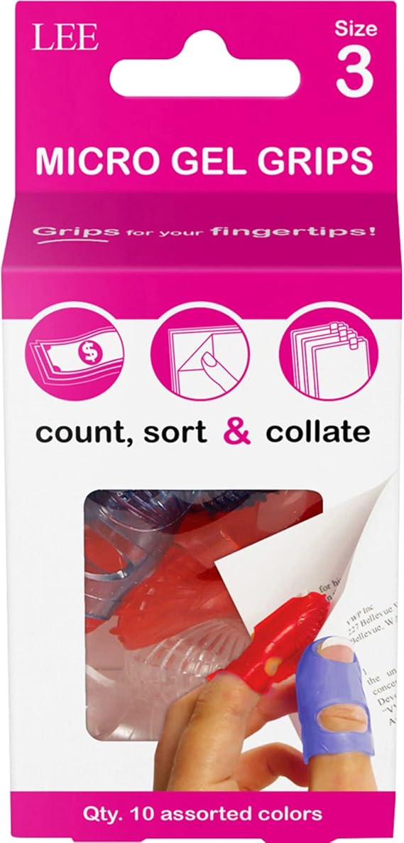 Lee Products Company Tippi Micro-Gel Fingertip Grips, Size 3, X-Small, Assorted, 10/Pack