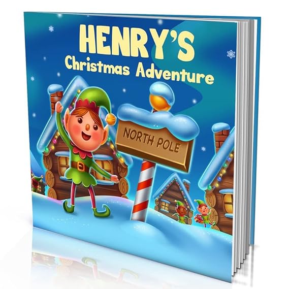 Personalized Story Book by Dinkleboo -"Christmas Adventure" - for Kids Aged 0 to 8 Years Old - A Story About Your Child Riding with Santa Claus on Christmas Eve as he Delivers All the Presents