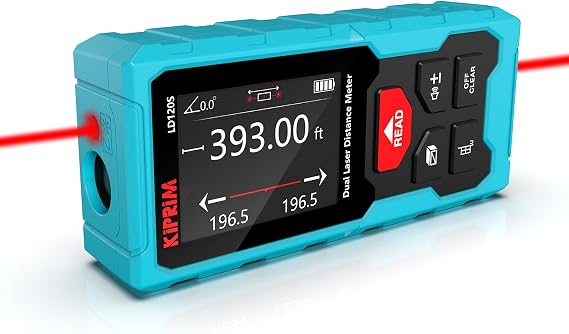 Kiprim LD120S Dual Laser Distance Meter,393ft/120m,Electronic Level,DIY