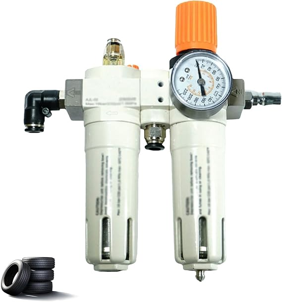 Tire Changer Air Pressor Oil Water Regulator Separator, Downward Opening Tire Changer Machine with Pressure Gauge, Max Pressure 232PSI, Tire Changer Air Tool, Air Pressure Regulator Combo