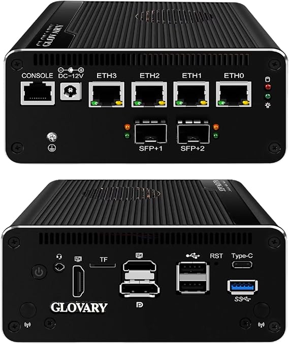 Micro Firewall Appliance 13th Gen U300E, Dual 10GbE 82599ES SFP+ Mini PC Router, 4 x 2.5GbE LAN Home Server, DDR5 8GB RAM 256GB (PCIe4.0 x4) SSD, 10Gbit TypeC Port, OPNsense Hardware