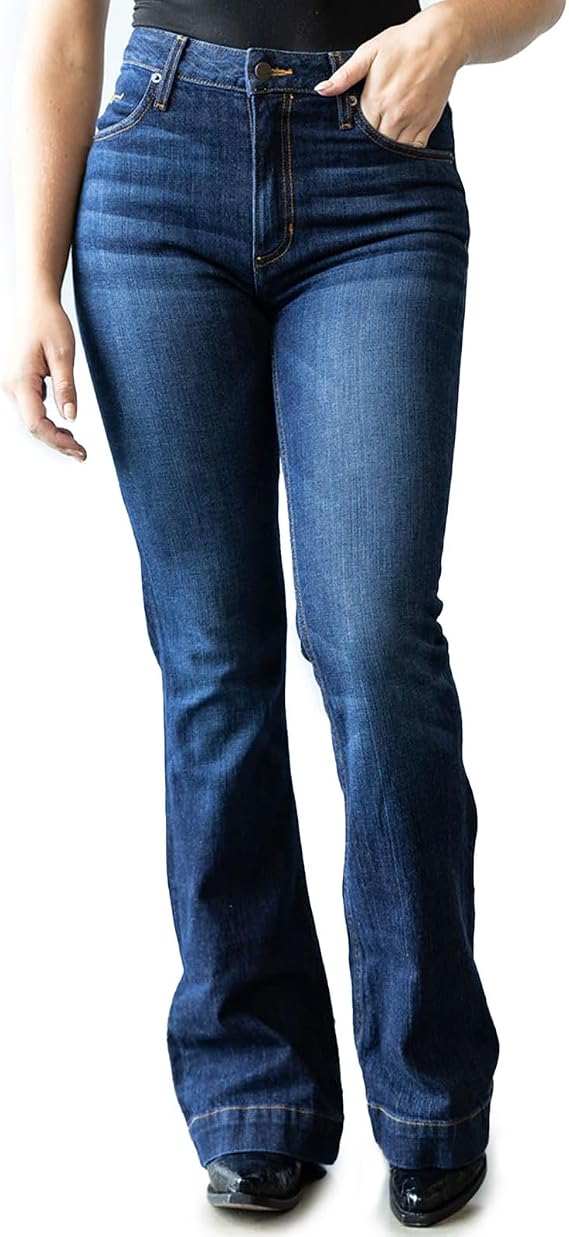 Kimes Ranch Women's Jennifer Ultra-High Rise Wide Flare Dark Wash Jeans