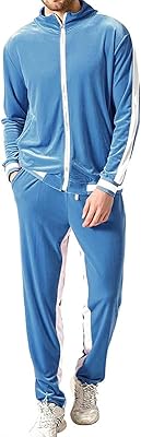 KISSQIQI Mens 2 Pieces Full Zip Tracksuits Golden Velvet Sport Suits Casual Outfits Jacket & Pants Fitness Tracksuit Set