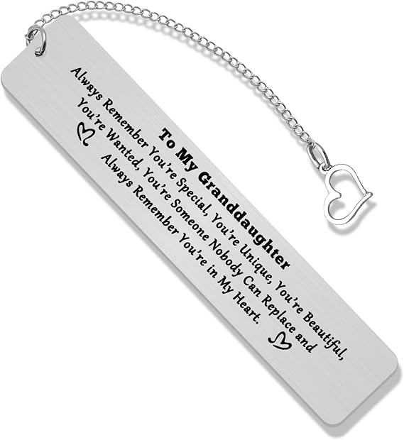 Granddaughter Book Markers from Grandma to My Gifts Bookmarks for Inspirational Reader Club Gift Lover Christmas Birthday Graduation, Silver