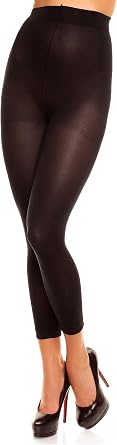 GLAMORY Plus Size Opaque Leggings Velvet 80 Microfiber Tights, High Waist, Extra Stretch, Soft Matte Finish, Black