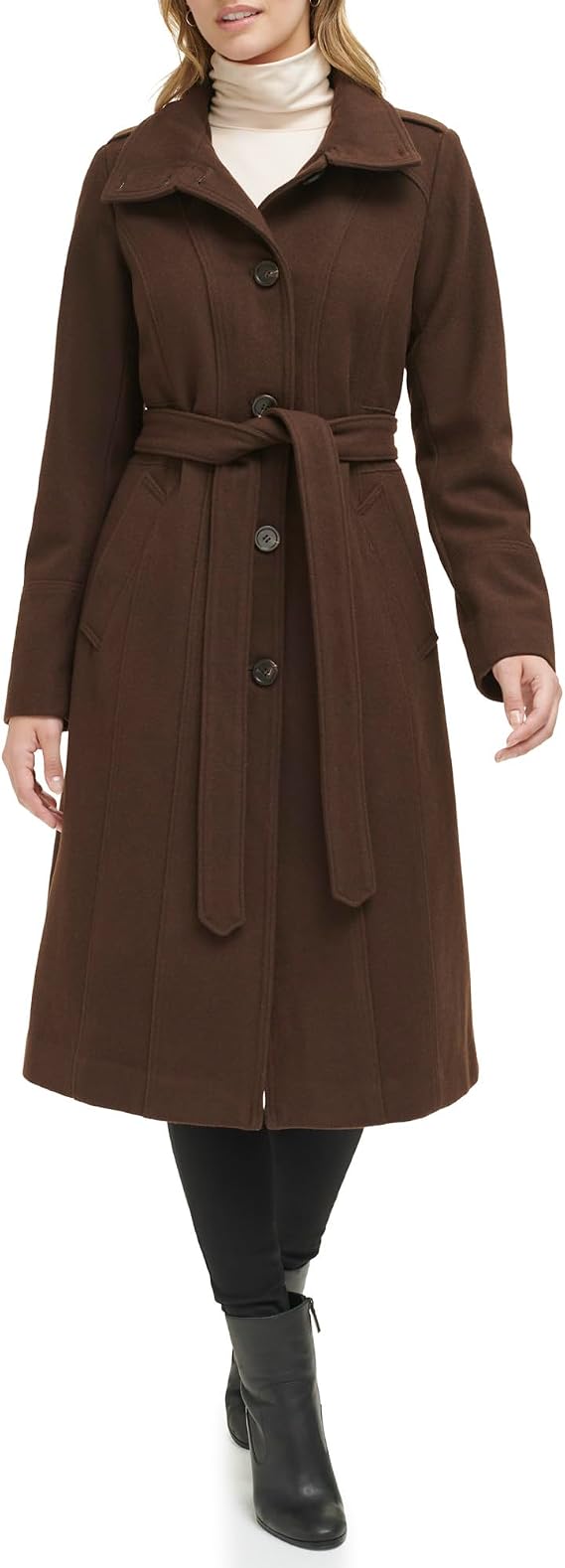 Kenneth Cole New York Women's Belted Wool Blend Military Coat