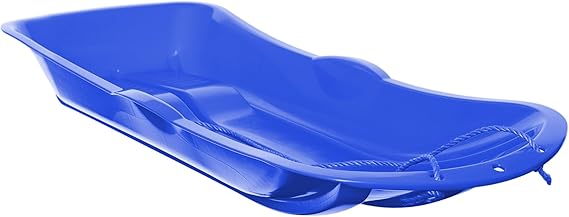 Heavy Duty Snow Sledge Durable Plastic Sled for Kids & Adults, Ideal for Family Bonding Sleigh with Sturdy Rope Snow Sledge Plastic Sledge with rope winter outdoor snow kids toboggan (BLUE)