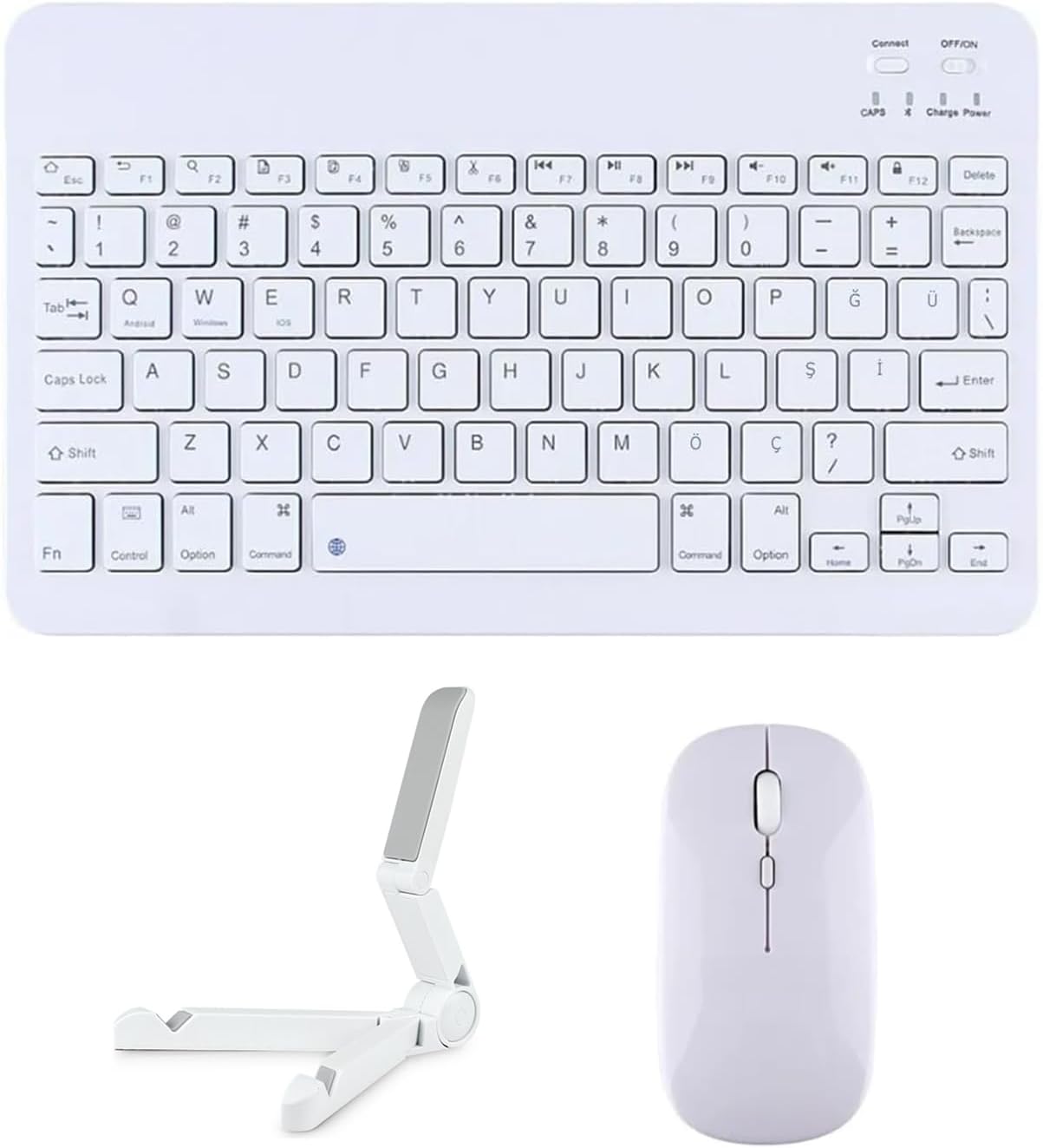 Microcase Xiaomi Redmi Pad 2 11 inch ile uyumlu Türkçe Bluetooth Klavye+Mouse+Tablet Standı Beyaz AL5166