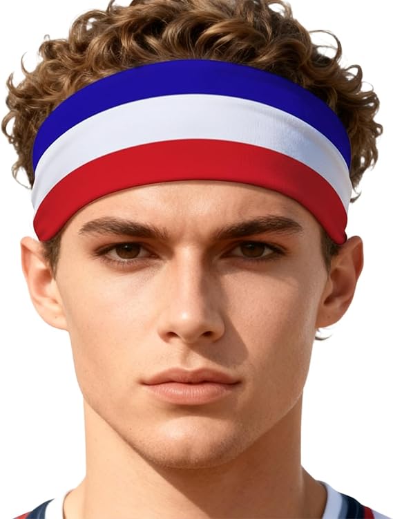 National Flags Sports Sweatband Head Bands for Women Men Moisture Wicking Anti-Slip Headband Flag Hair Accessories for Running Yoga Workout Fitness Gym