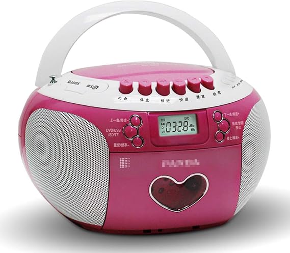 Portable Portable CD Player Boombox with AM/FM Radio, LED Display, Remote Control, DSP Stereo Radio System, USB/SD/TF Card Interface Boombox(Pink)