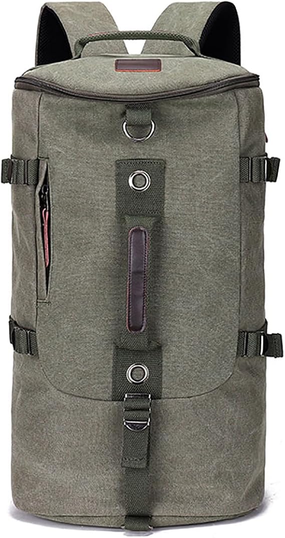 Canvas Backpack Vintage Travel Backpack Large Laptop Bags Convertible Shoulder Rucksack (Green)