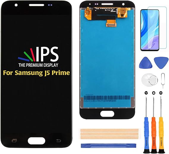 A-MIND for Samsung Galaxy J5 Prime LCD Display Screen Replacement,for G570 G570F G5510 2016 G570Y G570M G5520 Display LCD Panel Repair Parts Kit,with Tempered Glass+Tools (Black)
