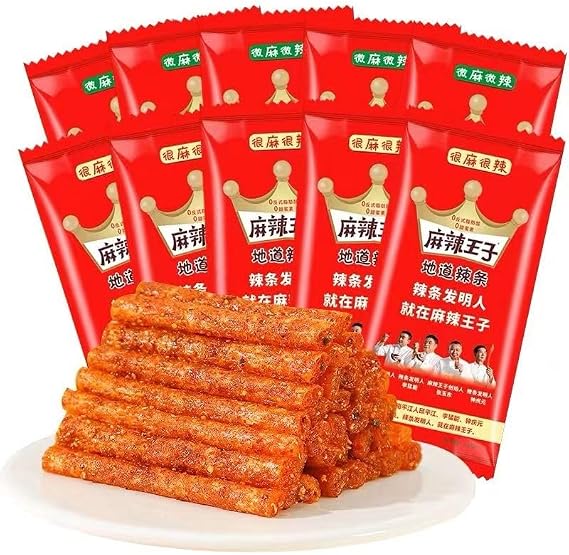 Sichuan Latiao, a specialty of Hunan, China, spicy strips, instant red oil spicy sticks, Chinese snacks, spicy and delicious gluten, casual snacks, nostalgic snacks， (4 bags,Extra spicy)