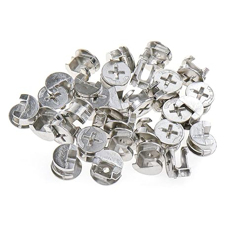 Cam Lock Nuts for Furniture 30Pcs, 0.57 x 0.37 Inch | Repair Haredware, Cam Connector Fasteners for Eccentric Wheels Cabinet Drawer Dresser Wardrobe
