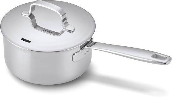 Alva Maestro 5-Ply Stainless Steel Saucepan with Lid, 1.5 Quart, Induction