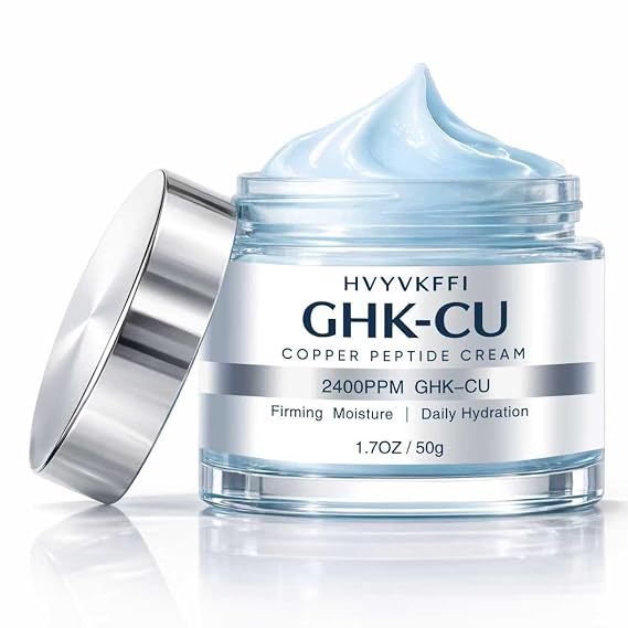 GHK-CU Peptide Cream, 2400PPM GHK-CU Copper Peptide Cream for Face, Firming Moisturizer for Mature & Aging Skin, Daily Hydration Face Cream, 1.7 Oz