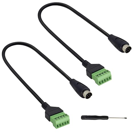 8pin Mini DIN Screw Terminal Adapter DIY Mini DIN S-Video 8pin Male to 5-Pin Screw Terminal Pluggable Type Block Cable for PLC Computers, Monitors,Televisions, Servers,etc.(2pack/30CM)